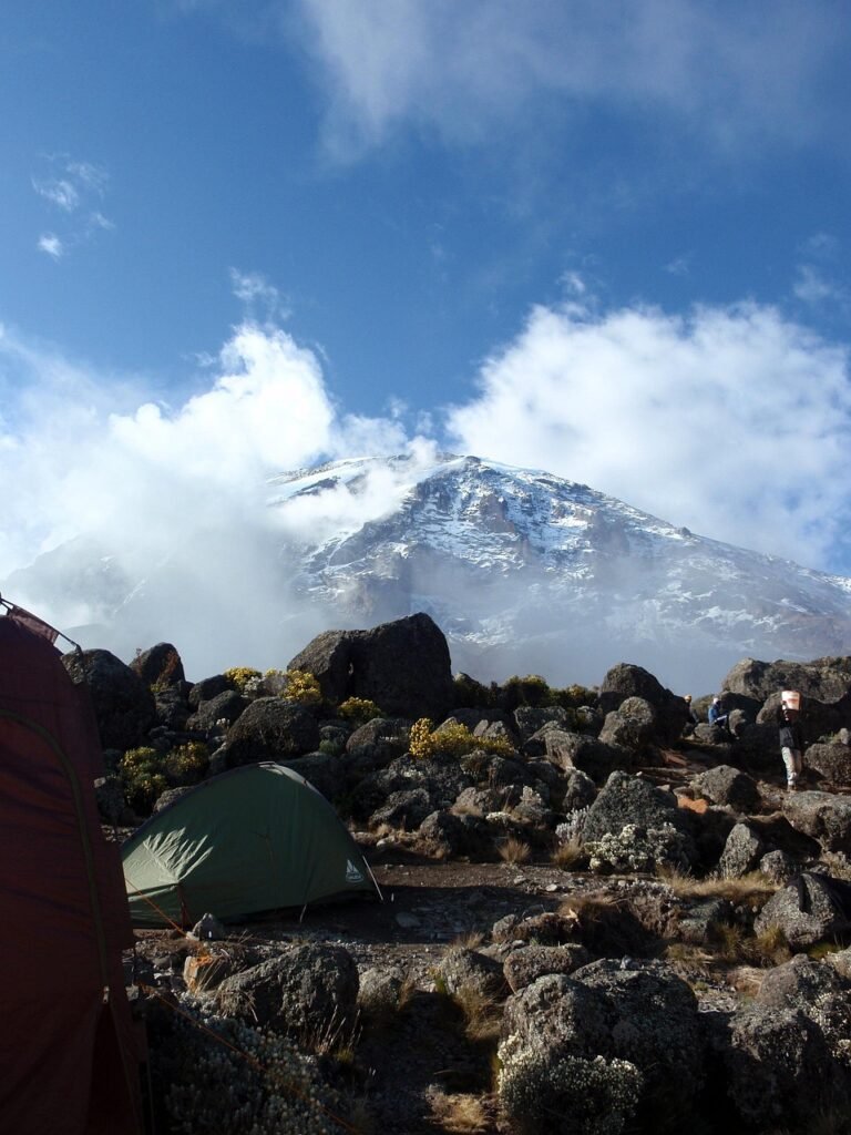kilimanjaro, mountain, africa, mountains, tanzania, nature, mountaineering, rocks, walk, tent